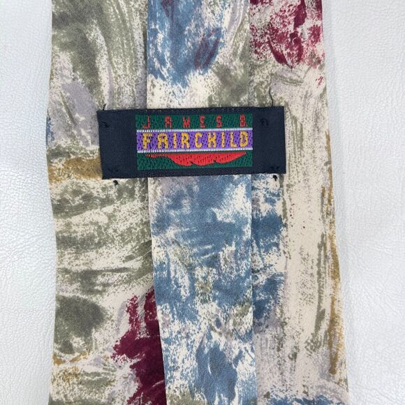 James B. Fairchild Tie Mens Long Necktie Geometric Abstract Silk Vintage - Picture 3 of 6
